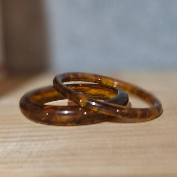 Boutique Retro Vintage-Style Tortoiseshell-Look Lucite Bangles ~ Casual - Picture 4 of 8